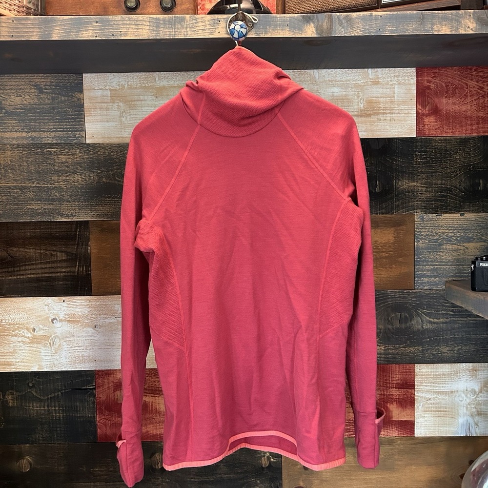 Icebreaker Merino GT Women XL Base Layer Hoodie Pink Orange Ski Pullover